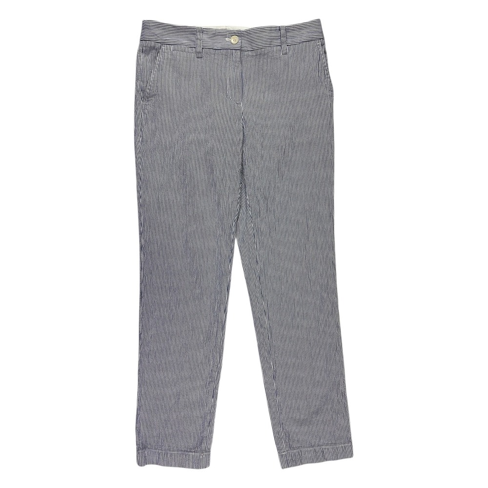 Talbots The Perfect Chino Pants 4 Blue White Striped Seersucker‎ Coastal Preppy